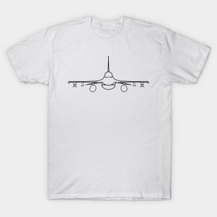 F-16 classic aircraft outline graphic (black) T-Shirt